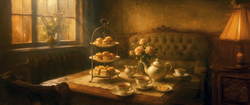 A painting of afternoon tea